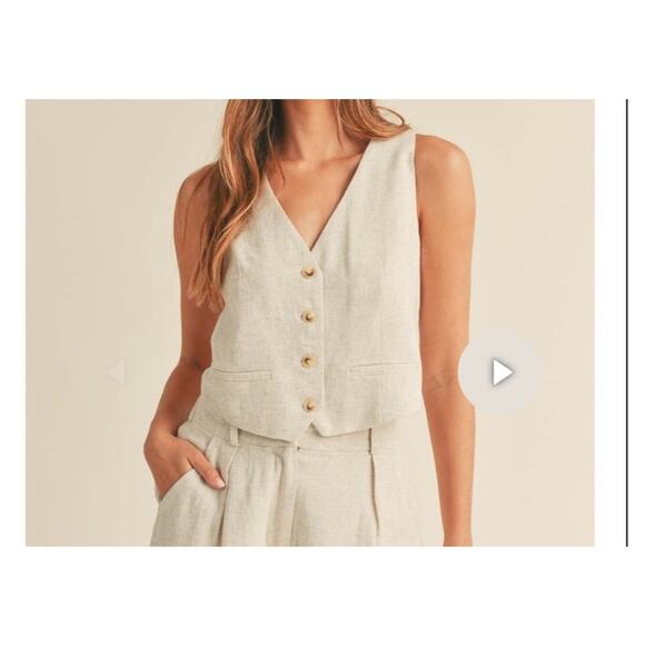 MABLE Samson Vest Size Medium Linen/Rayon Oatmeal classic - Picture 1 of 6
